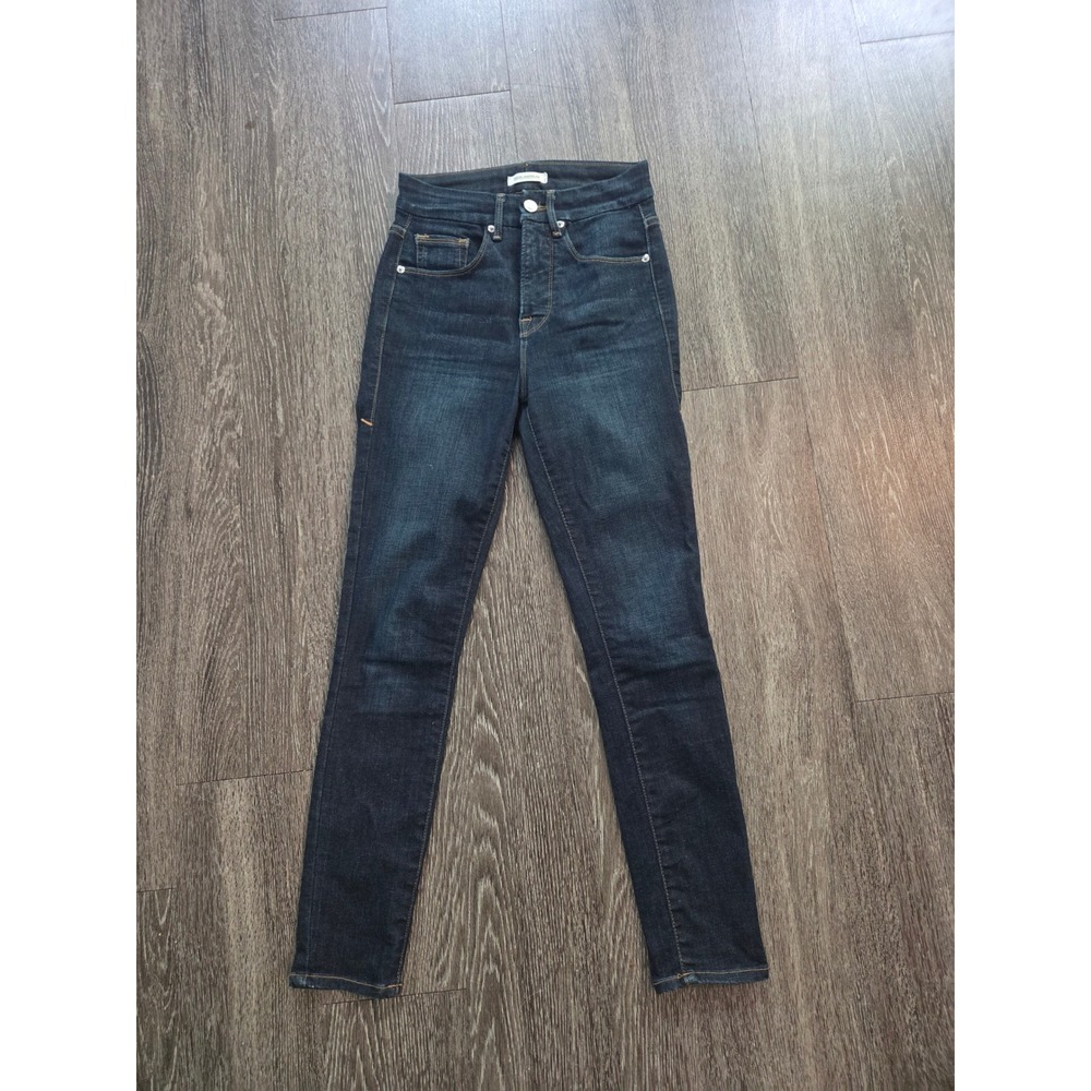 Good American Good Legs Crop High Rise Skinny Jeans Dark Wash Indigo Size 0 25